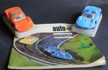 Prefo Wartburg Melkus RS 1000 Sportwagen 1974 zwei Rennbahn-Modelle mit Motor und Prospekt (6524)